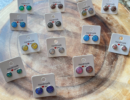 12M Gemstone and Druzy Stud and Drop Earrings, stainless steel backs, great gift