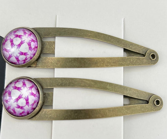 2 Piece Set of Hair Clips/Hair Pins in 12 M Bronze with Resin Bezel Cabochon