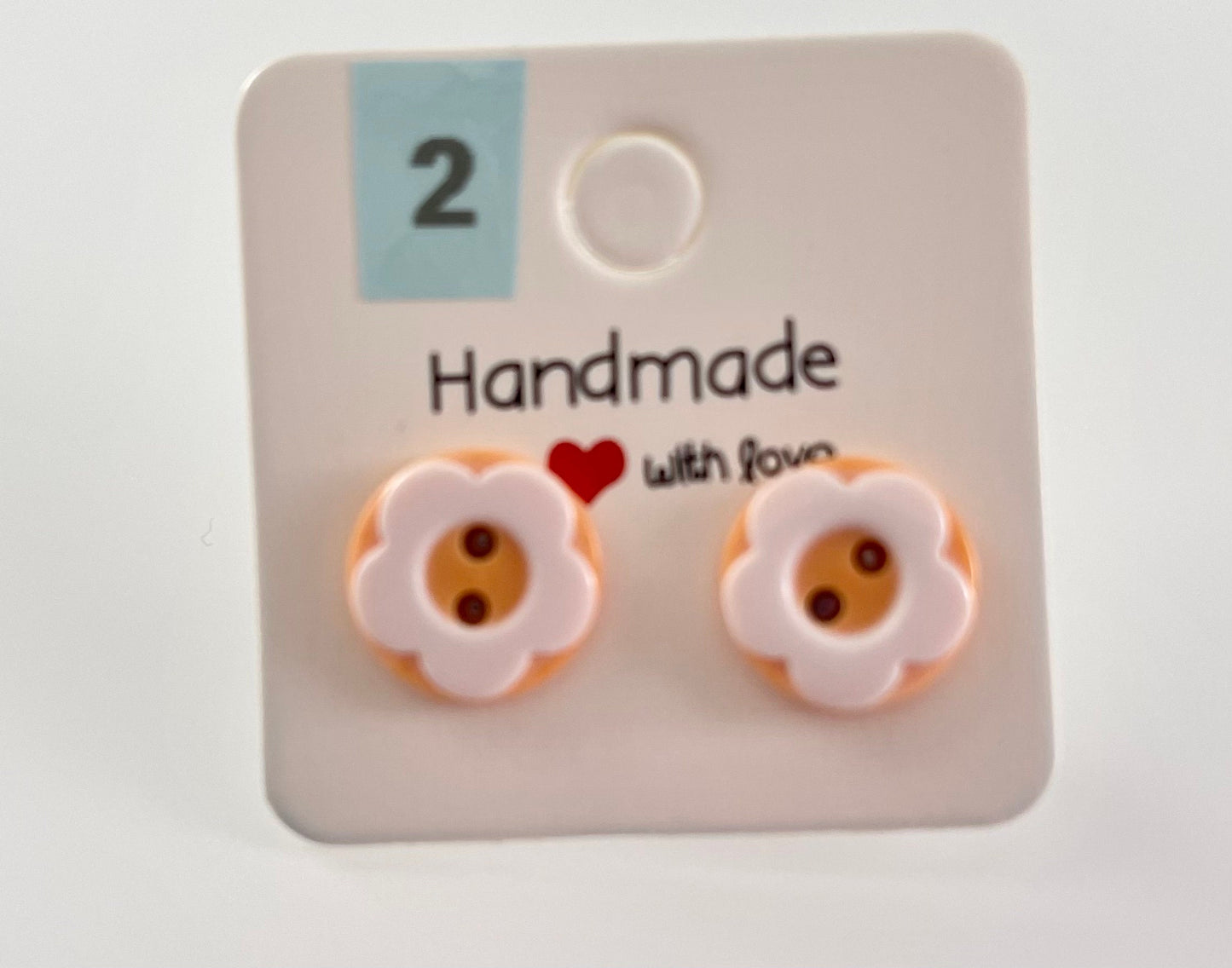 10m Cute As A Button Stud Earrings with Stainless Steel Backs, handmade stud Earrings Button Stud Earrings