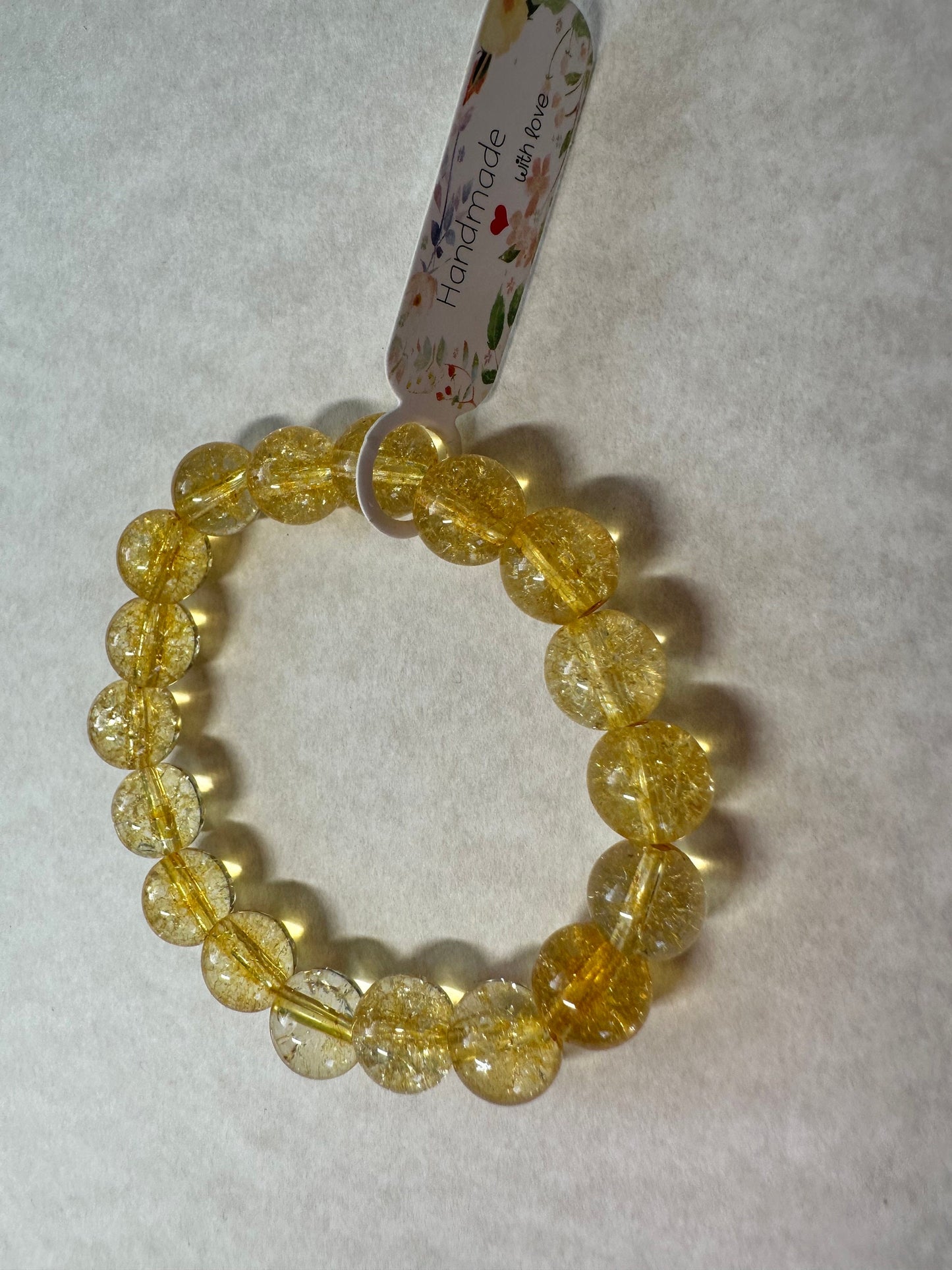 10M Citrine Gemstone Yellow Beaded Bracelet on a string bracelet, adjustable and one size fits most, handmade, girl or guys gift.